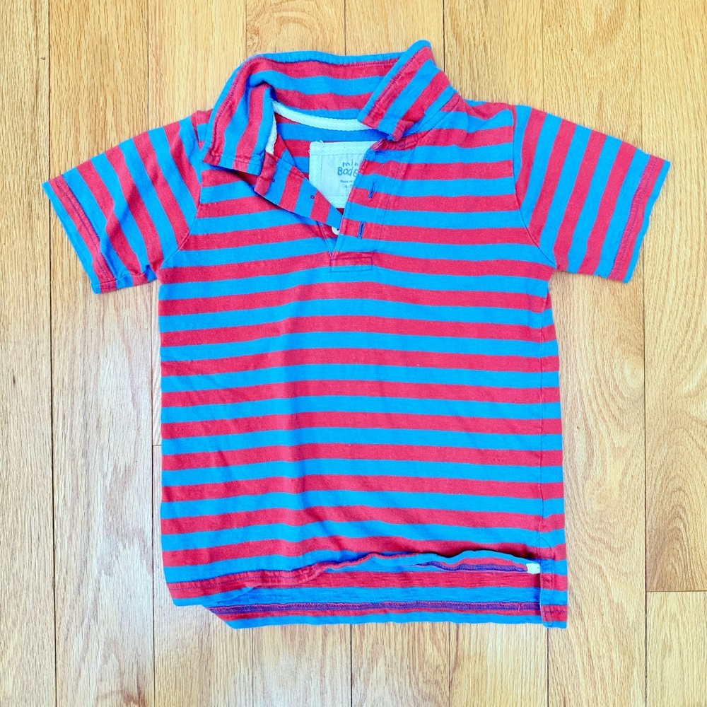 Mini Boden Stripe Red White Collared Shirt Size 4-5
